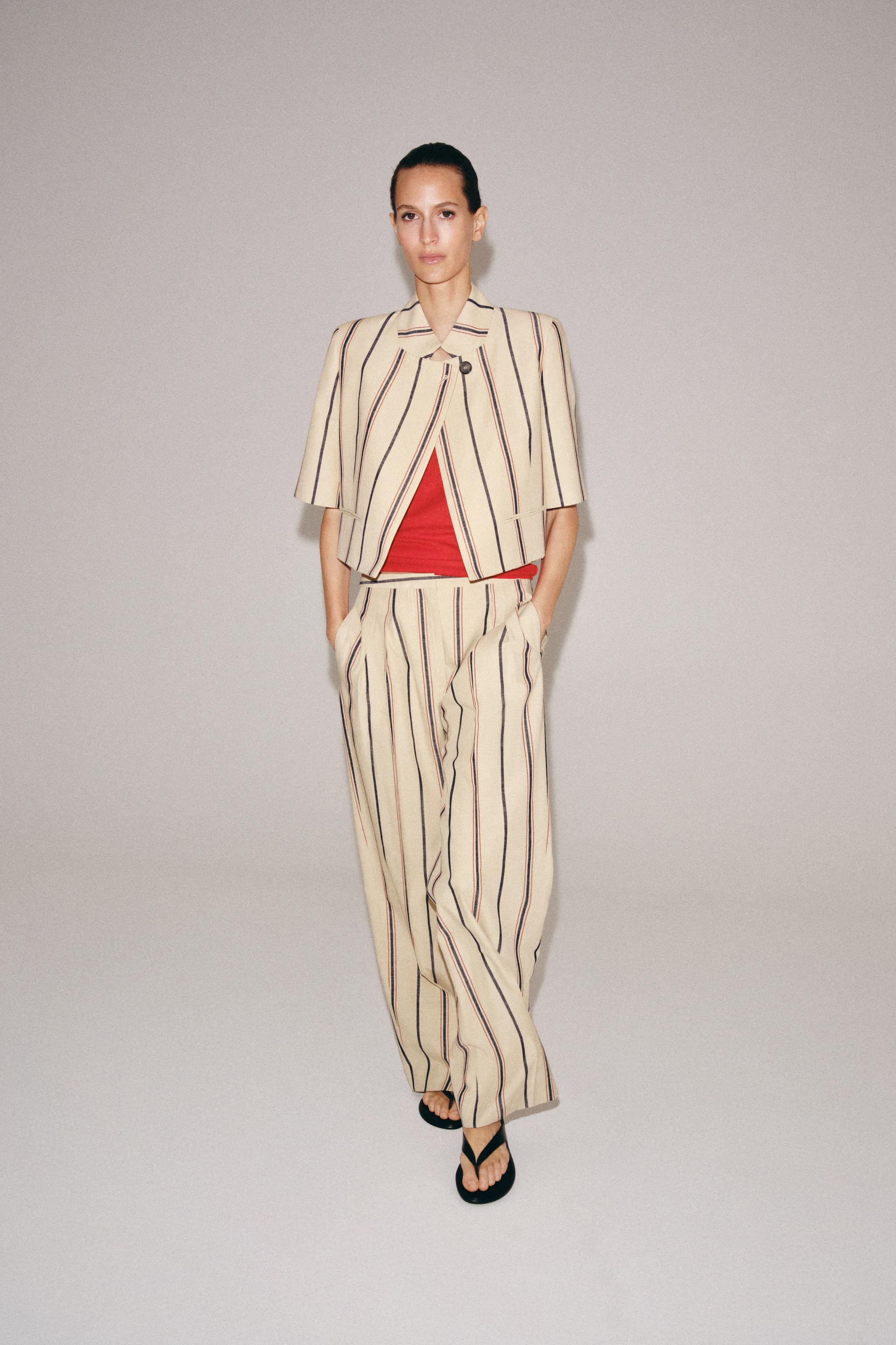 ZW COLLECTION STRIPED PLEATED TROUSERS
